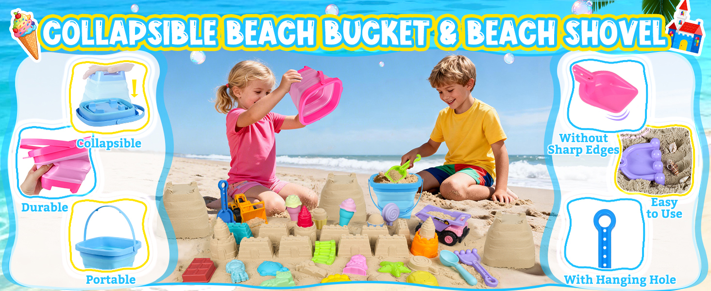 Collapsible Bucket, collapsible beach bucket, collapsible sand bucket
