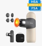 RENPHO Mini Thermal Massage Gun with Heat, Portable Deep Tissue Percussion Massager with 4 Heads ...