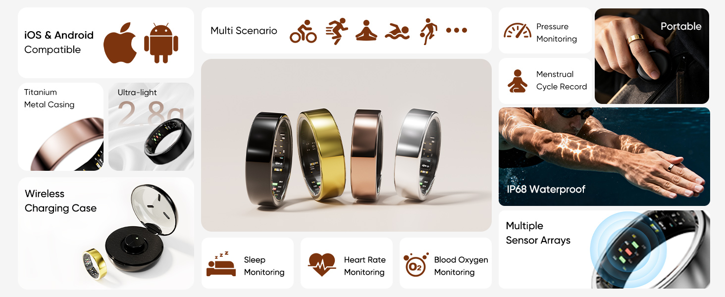VIC Smart Ring Track Your Health Anytime Cycling Running Yoga Hiking ect While Sleeping or Traveling