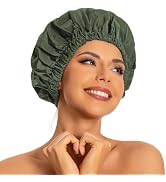 Reusable Shower Cap for Women, Large Waterproof Shower Bonnet Washable Elastic Band Bath Hair Hat...