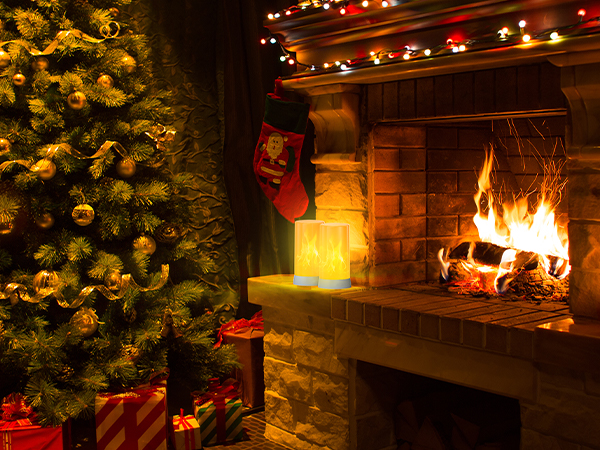 flameless candles for Christmas decorations