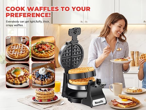 COOK WAFFLES TO YOUR PREFERENCE!