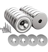 Magnetpro 12 Pieces Neodymium Magnets 22 lbs Force 20 x 7 mm with Countersunk Hole and Steel Caps...