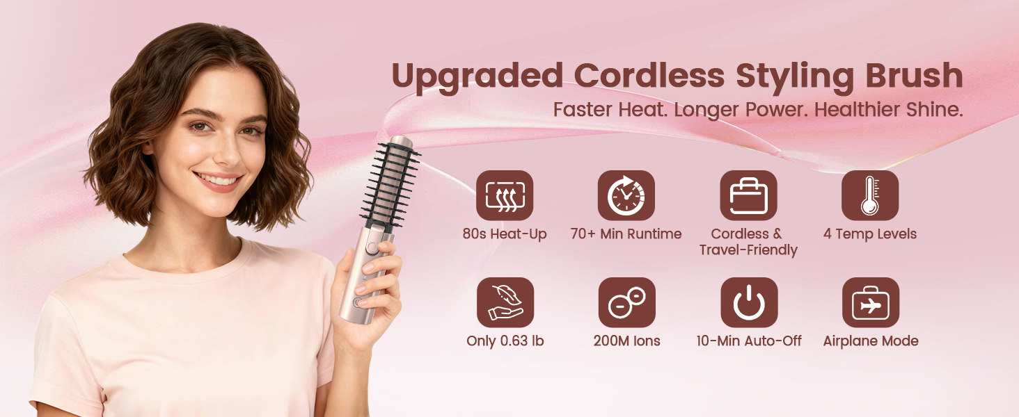 Cordless Hair Curling Iron Brush