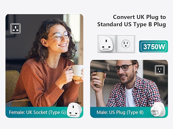 Convert UK Plug to Standard US Type B Plug