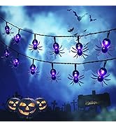 Qunlight Solar String Lights, 2Pack 30 LED 20ft Purple Spider Lights with 8 Modes Waterproof Fair...