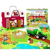 Farm Animal Toys for 1 2 3 Year Old Toddlers, Big Red Barn with Farm Mat &amp; Animals &amp; Tractor Toy ...