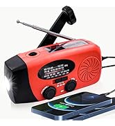 Portable 2000mAh Hand Crank Emergency Solar Panel SOS Weather Radio, Self-Powered 7 NOAA Channels...