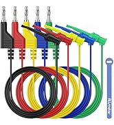 ALLmeter 5-Pack Stackable Banana Plug to Test Hook Leads - 100cm/39 Multicolor Test Cables for Mu...