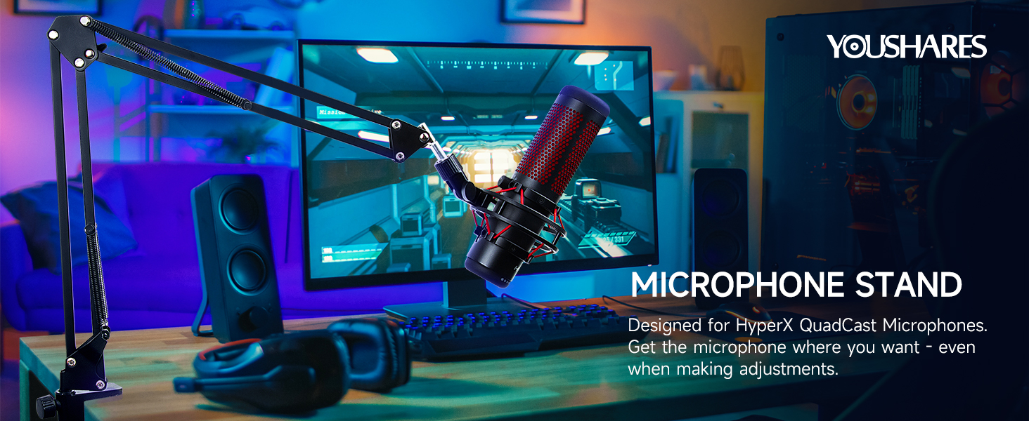 QuadCast mic with boom arm Hyperx microphone and arm Hyperx QuadCast microphone and mic stand