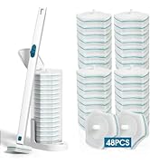 BALORIZ Disposable Toilet Brush with 48 Refills, Toilet Bowl Brush Disposable Toilet Cleaning Sys...