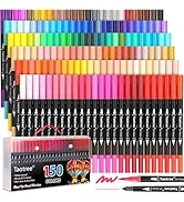 Taotree 150 Colors Dual Tip Art Markers Pens for Adult Coloring Book, Artist Fine &amp; Brush Tip Col...