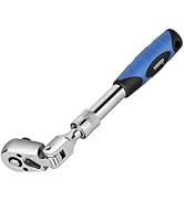 DISEN 3/8" Drive Extendable Ratchet,72-Tooth Flex-Head Ratchet Wrench with Quick Release Locking,...