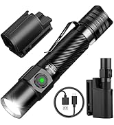 ULTRAFIRE Tactical Flashlight with Belt Holster, 1800 High Lumen Rechargeable Flashlight with Dut...