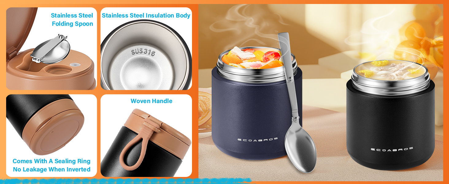 15.2oz Kids Thermos Food Jar – SUS316 Insulated Lunch Container with Handle &amp;amp; Spoon