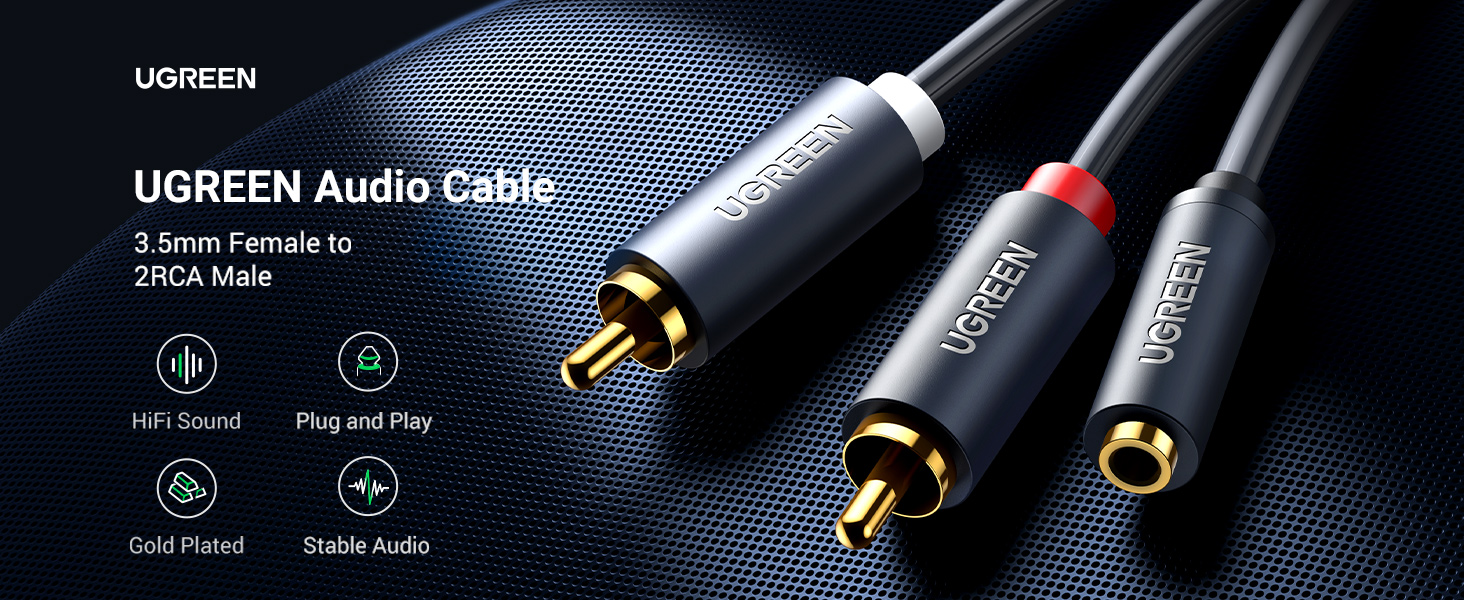 3.5mm Female to 2RCA Male Audio Cable