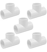 HayEastdor 5PCS 1 Inch Tee PVC Fittings Adapter Pipe Fitting Connectors Socket x Socket for Sprin...
