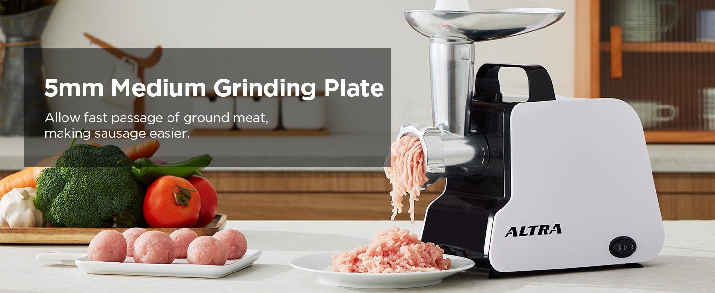 ALTRA LIFE electric meat grinder with 5mm Medium Grinding Plate