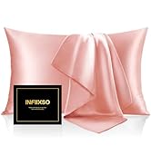 INFIIXSO Mulberry Silk Pillowcase for Hair and Skin, Silk Pillow Cases Standard Size with Hidden ...