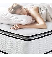 EASELAND Queen Size Mattress - 10 inch Bamboo Pillow Top Hybrid Mattress in a Box, Innerspring &amp; ...