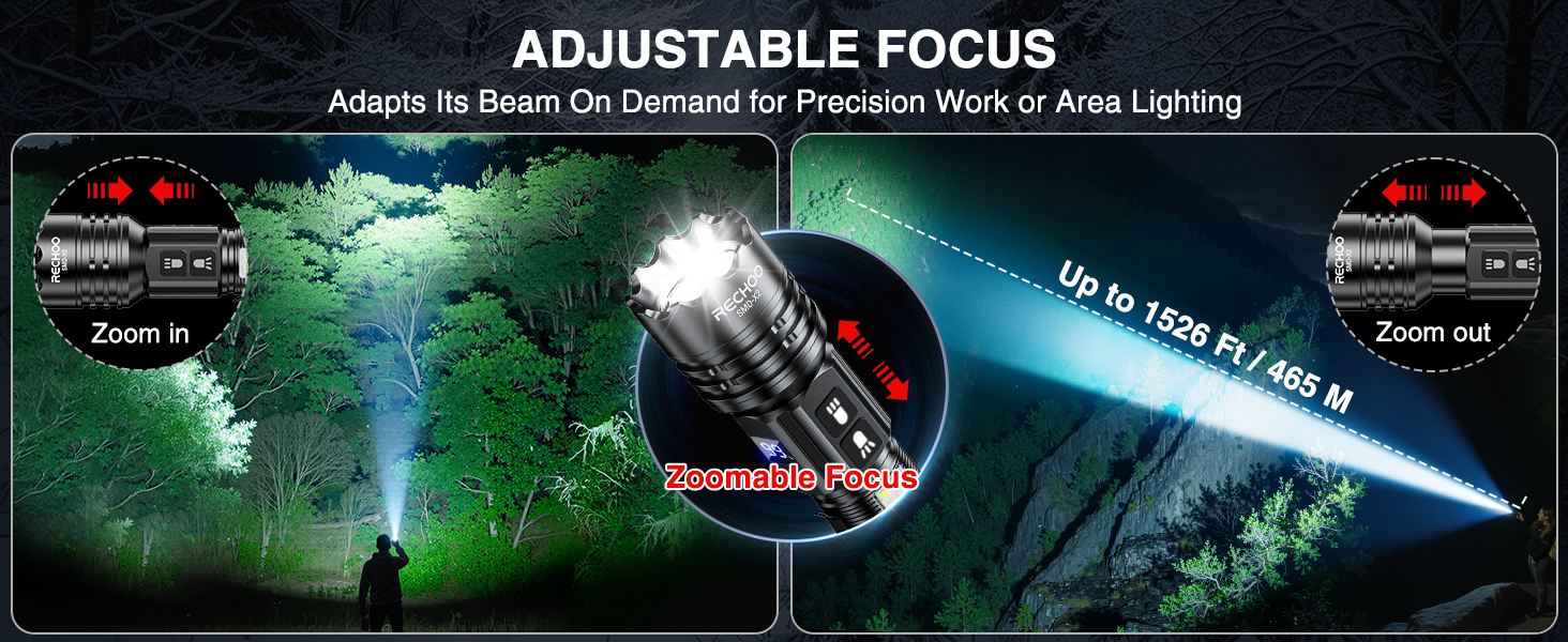 rechargeable flashlights adjustable focus