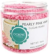 O'Creme Pink Edible Sugar Pearls Cake Decorating Supplies for Bakers: Cookie, Cupcake &amp; Icing Top...