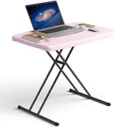 MAKE CHANGES Folding Table 30 Inch - Small Desk Adjustable Height TV Tray for Laptop, Couch, Camp...