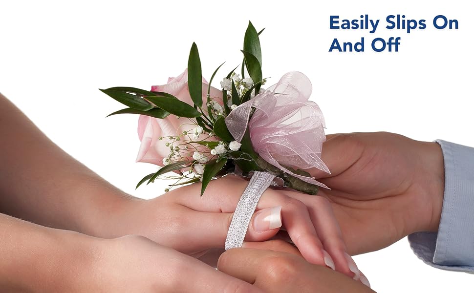 corsage wristlet band wrist bands bracelets supplies corsages base bulk pearl elastic prom pack