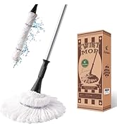 Eyliden Mop with 2 Reusable Microfiber Heads, Easy Wringing Twist Mop, 57.5 inch Long Handle, Wet...
