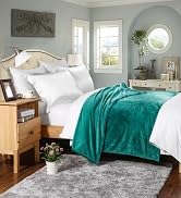 HYSEAS Flannel Fleece Throw Blanket Teal - Super Soft Plush Microfiber Solid Blanket for Couch