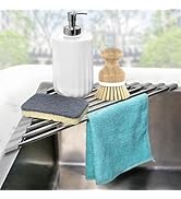 Corner Sink Caddy Triangle Dish Drying Rack for Sink Corner, Sponge Holder Roll Up Dish Drying Ra...