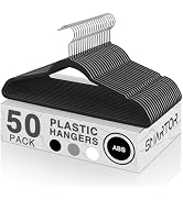 SMARTOR Plastic Hangers 50 Pack, Heavy Duty Plastic Hangers for Clothes - Non-Velvet Slim Hangers...