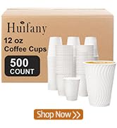 Huifany 12 oz Disposable Coffee Cups 500 Count Value Pack, Hot Coffee Cups for Hot/Cold Drinks, I...