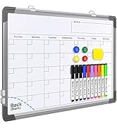 Small Monthly Calendar Dry Erase Whiteboard for Wall, 16" x 12" Magnetic Dry Erase Board, Hanging...