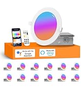 Dcvoltfield 12Pack Smart LED RGB Recessed Lighting 4Inch,Color Changing Canless Downlight,2700K-6...