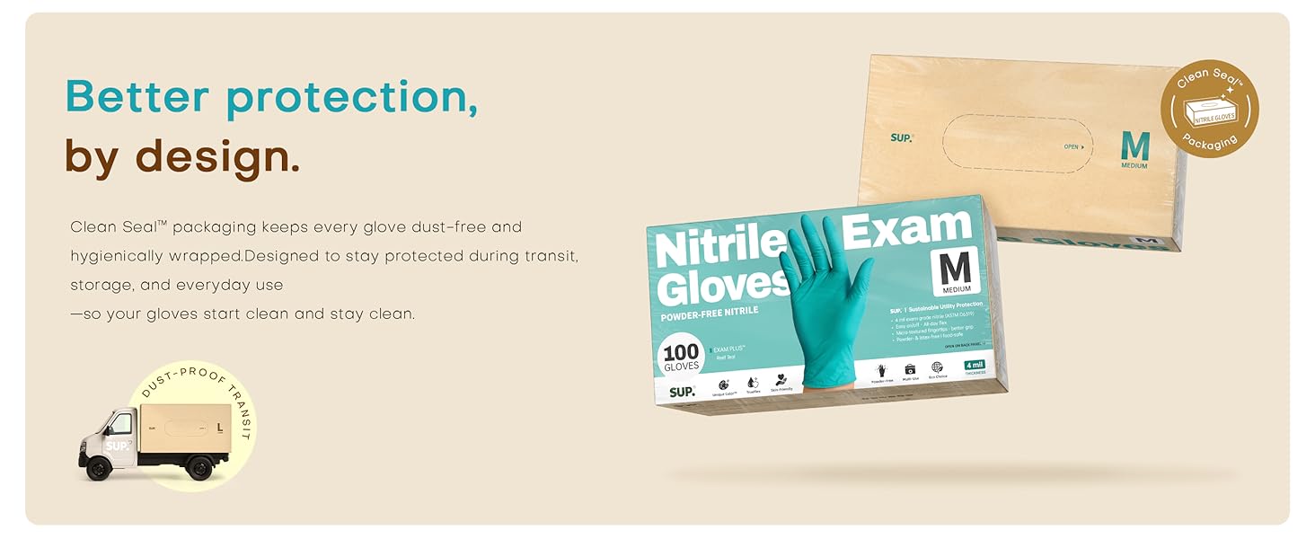 Clean Seal packaging keeps every glove dust-free hygienically wrapped protected transit storage