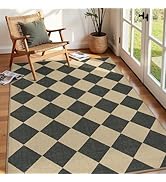 Lessymo Checkered 3x5 Outdoor Patio Rug, Washable Easy Jute Rugs for Entryway Indoor Outdoor Livi...