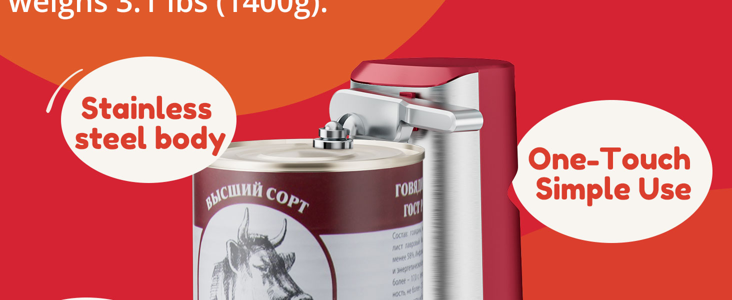 NK-0729 One-touch electric can opener with stainless steel body, effortless automatic can opening