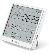 ATuMan TH3 Smart Thermometer Hygrometer - WiFi Enabled Indoor/Outdoor Temperature Humidity Monito...