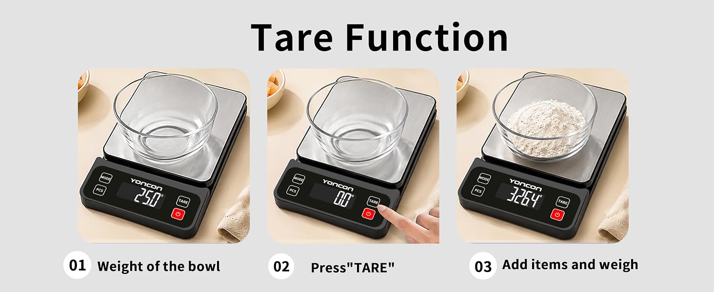 food scale for sourdough bread, tare function