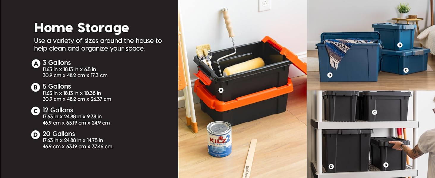 Lockable Storage Bins with Lids Heavy Duty, Stackable Containers, Garage Organizing Bins Moving Tubs