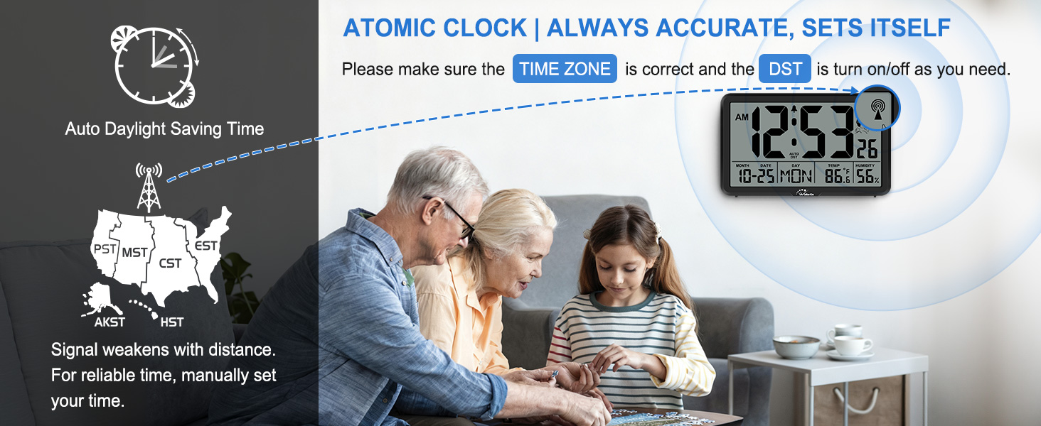 Atomic wall clock with backlight