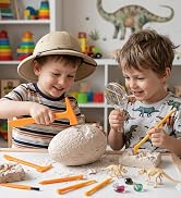 3 Sets Dino Fossils Dig Kit Archaeological Excavation Tools for Kids, Plastic Digging Ha...