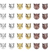 PH PandaHall 120pcs 3 Colors Cat Spacers Beads, Tibetan Kitten Loose Beads Animal Head Metal Bead...