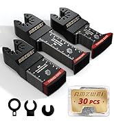 AMZWEI 30 Pcs Bi-Metal Oscillating Saw Blades, Professional Curved Edge Multitool Blades for Wood...