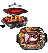 Electric Hot Pot with Grill, 2-in-1 Korean BBQ Grill Indoor Hotpot Pot Electric Combo,Shabu-Shabu...