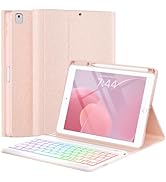 OYEEICE Keyboard Case for iPad 9th Generation - 7 Color Backlit Wireless Detachable Folio Cover w...