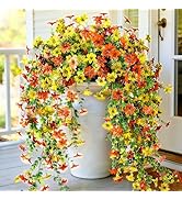 CCILAND 2 PCS Artificial Hanging Flowers for Outdoors, Fake Flower Plants UV Resistant Faux Hangi...