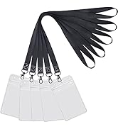 YOUOWO 5 Pack Black Lanyards with Clear ID Badge Holder Waterproof Resealable Zip Badge Holder 2....