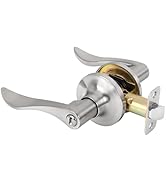 RAFECIEE Privacy Door Handle with Lock, Bathroom Door Handle, Reversible Keyless Turn Lock Satin ...
